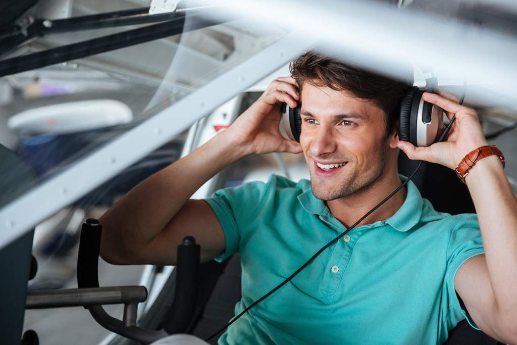 Trainee in cockpit